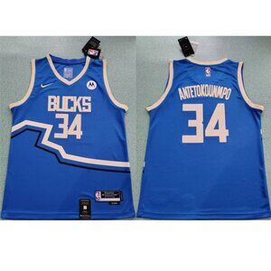 Mens Kids Youths Giannis Antetokounmpo Royal City Edition Stitched Jersey